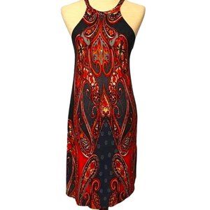 LASCANA for Venus Paisley Print Navy Red Tank Dress Size Medium.